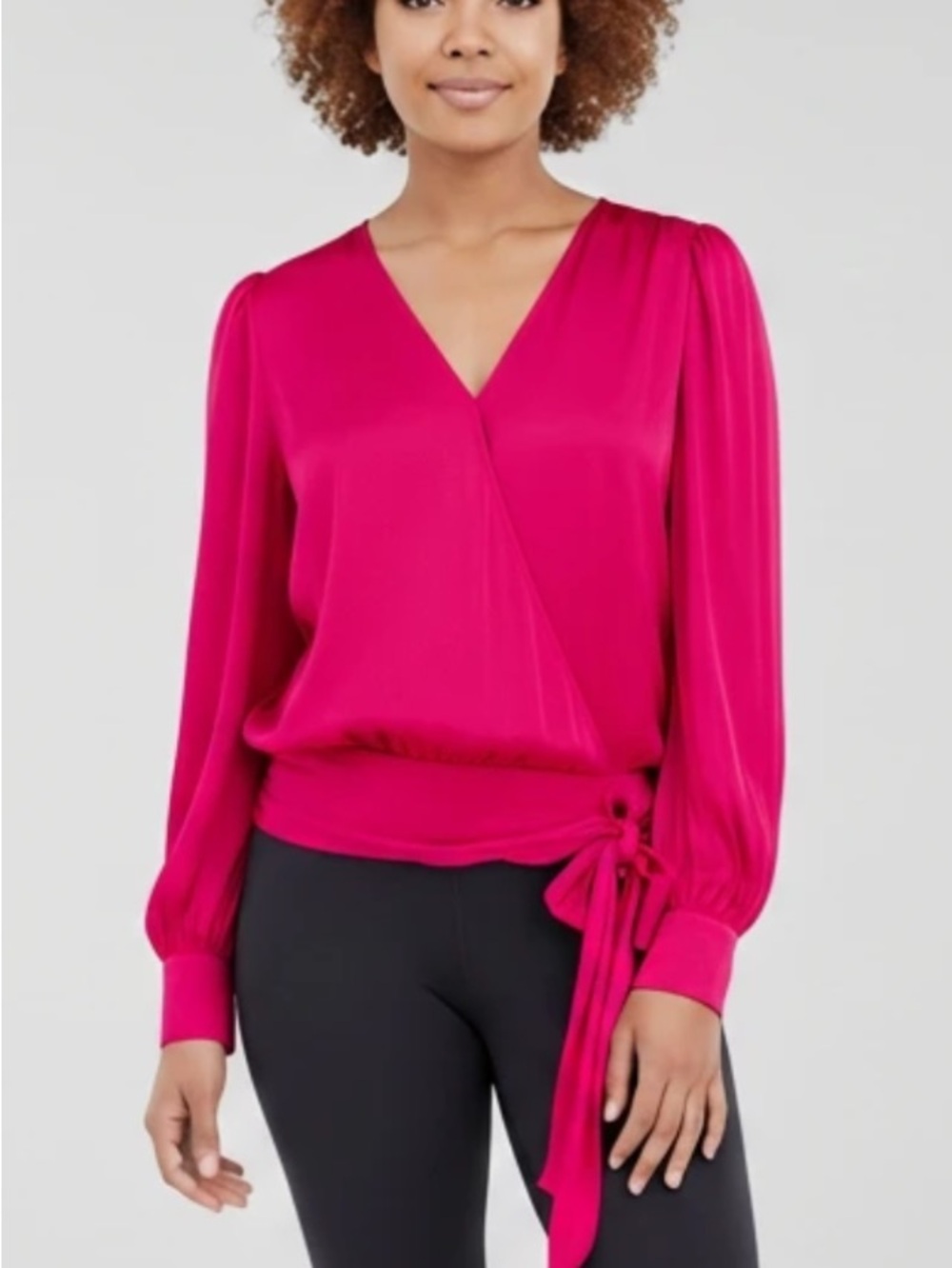 Banana Republic Fuchsia Wrap-Style Long Sleeve Blouse